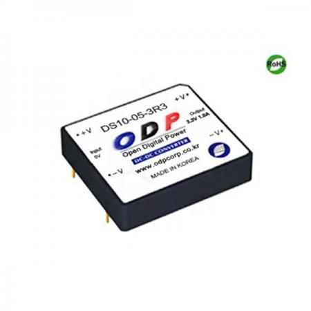 디바이스마트,전원/파워/배터리 > DC-DC 컨버터 모듈 > 강하형 모듈(실장) > 절연 스위칭 모듈,ODP,DS10-05-3R3,출력 채널 수 : Single / 출력 전력 : 5.94Watts / 입력 전압 : DC4.5V - DC7.2V / 출력 전압/전류 : DC3.3V/1.8A / 효율 (EFFICIENCY) : 77%