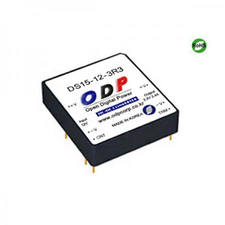 디바이스마트,전원/파워/배터리 > DC-DC 컨버터 모듈 > 강하형 모듈(실장) > 절연 스위칭 모듈,ODP,DS15-12-3R3,출력 채널 수 : Single / 출력 전력 : 7.92Watts / 입력 전압 : DC8.0V - DC16.5V / 출력 전압/전류 : DC3.3V/2.4A / 효율 (EFFICIENCY) : 82%