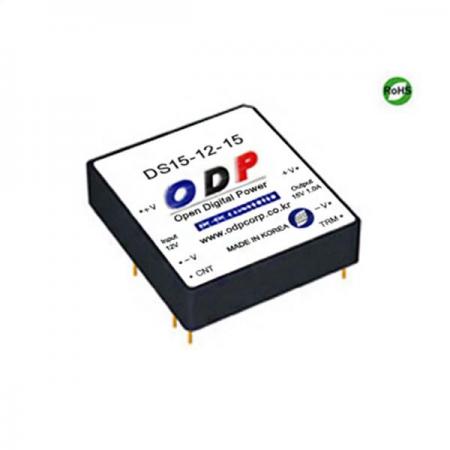 디바이스마트,전원/파워/배터리 > DC-DC 컨버터 모듈 > 승압형 모듈(실장, 절연 스위칭),ODP,DS15-12-15,출력 채널 수 : Single / 출력 전력 : 15Watts / 입력 전압 : DC8.0V - DC16.5V / 출력 전압/전류 : DC15V/1.0A / 효율 (EFFICIENCY) : 86%