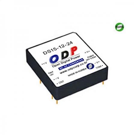 디바이스마트,전원/파워/배터리 > DC-DC 컨버터 모듈 > 승압형 모듈(실장, 절연 스위칭),ODP,DS15-12-24,출력 채널 수 : Single/ 출력 전력 : 15.12Watts / 입력 전압 : DC8.0V - DC16.5V / 출력 전압/전류 : DC24V/0.63A / 효율 (EFFICIENCY) : 86%