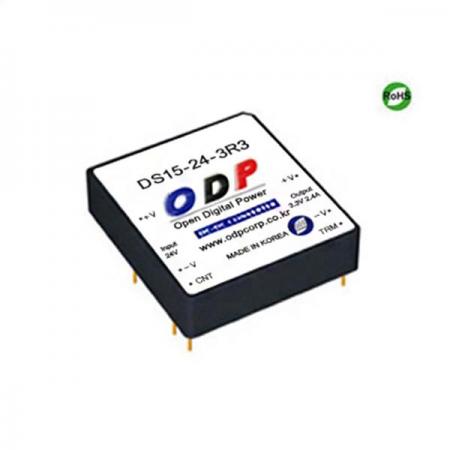 디바이스마트,전원/파워/배터리 > DC-DC 컨버터 모듈 > 강하형 모듈(실장) > 절연 스위칭 모듈,ODP,DS15-24-3R3,출력 채널 수 : Single / 출력 전력 : 7.92Watts / 입력 전압 : DC18V - DC32V / 출력 전압/전류 : DC3.3V/2.4A / 효율 (EFFICIENCY) : 83%