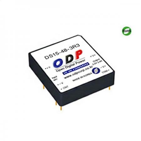디바이스마트,전원/파워/배터리 > DC-DC 컨버터 모듈 > 강하형 모듈(실장) > 절연 스위칭 모듈,ODP,DS15-48-3R3,출력 채널 수 : Single / 출력 전력 : 7.92Watts / 입력 전압 : DC32V - DC63V / 출력 전압/전류 : DC3.3V/2.4A / 효율 (EFFICIENCY) : 78%