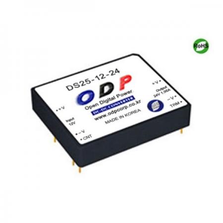 디바이스마트,전원/파워/배터리 > DC-DC 컨버터 모듈 > 강하형 모듈(실장) > 절연 스위칭 모듈,ODP,DS25-12-24,출력 채널 수 : Single / 출력 전력 : 25.2Watts / 입력 전압 : DC9.0V - DC18V / 출력 전압/전류 : DC24V/1.05A / 효율 (EFFICIENCY) : 88%