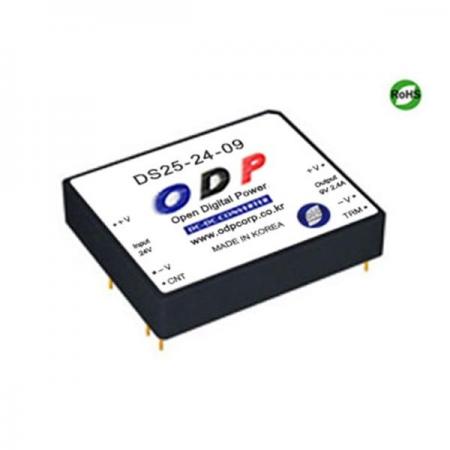 디바이스마트,전원/파워/배터리 > DC-DC 컨버터 모듈 > 강하형 모듈(실장) > 절연 스위칭 모듈,ODP,DS25-24-09,출력 채널 수 : Single / 출력 전력 : 21.6Watts / 입력 전압 : DC18V - DC36V / 출력 전압/전류 : DC9V/2.4A / 효율 (EFFICIENCY) : 87%