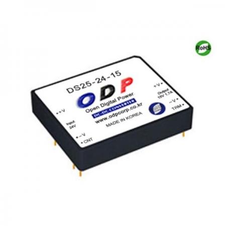 디바이스마트,전원/파워/배터리 > DC-DC 컨버터 모듈 > 강하형 모듈(실장) > 절연 스위칭 모듈,ODP,DS25-24-15,출력 채널 수 : Single / 출력 전력 : 25.5Watts / 입력 전압 : DC18V - DC36V / 출력 전압/전류 : DC15V/1.7A / 효율 (EFFICIENCY) : 87%