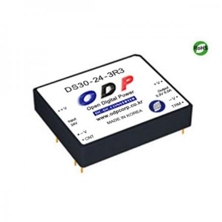 디바이스마트,전원/파워/배터리 > DC-DC 컨버터 모듈 > 강하형 모듈(실장) > 절연 스위칭 모듈,ODP,DS30-24-3R3,출력 채널 수 : Single / 출력 전력 : 16.5Watts / 입력 전압 : DC18V - DC36V / 출력 전압/전류 : DC3.3V/5.0A / 효율 (EFFICIENCY) : 82%