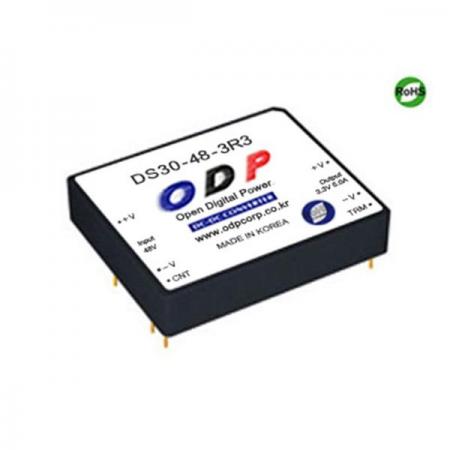 디바이스마트,전원/파워/배터리 > DC-DC 컨버터 모듈 > 강하형 모듈(실장) > 절연 스위칭 모듈,ODP,DS30-48-3R3,출력 채널 수 : Single / 출력 전력 : 16.5Watts / 입력 전압 : DC36V - DC72V / 출력 전압/전류 : DC3.3V/5.0A / 효율 (EFFICIENCY) : 80%