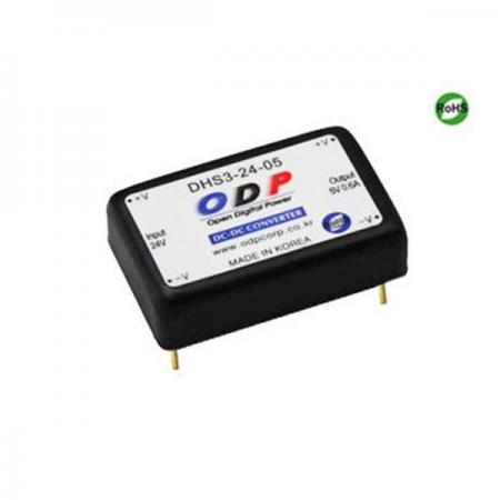 디바이스마트,전원/파워/배터리 > DC-DC 컨버터 모듈 > 강하형 모듈(실장) > 절연 스위칭 모듈,ODP,DHS3-24-05,출력 채널 수 : Single / 출력 전력 : 3.0Watts / 입력 전압 : DC18V - DC36V / 출력 전압/전류 : DC5V/0.6A / 효율 (EFFICIENCY) : 79%