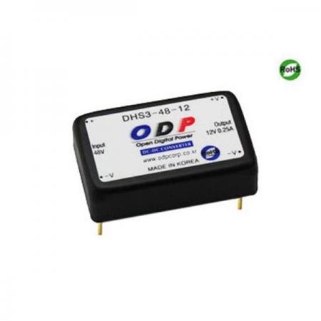 디바이스마트,전원/파워/배터리 > DC-DC 컨버터 모듈 > 강하형 모듈(실장) > 절연 스위칭 모듈,ODP,DHS3-48-12,출력 채널 수 : Single / 출력 전력 : 3.0Watts / 입력 전압 : DC36V - DC72V / 출력 전압/전류 : DC12V/0.25A / 효율 (EFFICIENCY) : 80%