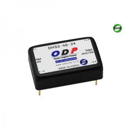 디바이스마트,전원/파워/배터리 > DC-DC 컨버터 모듈 > 강하형 모듈(실장) > 절연 스위칭 모듈,ODP,DHS3-48-24,출력 채널 수 : Single / 출력 전력 : 3.0Watts / 입력 전압 : DC36V - DC72V / 출력 전압/전류 : DC24V/0.125A / 효율 (EFFICIENCY) : 81%