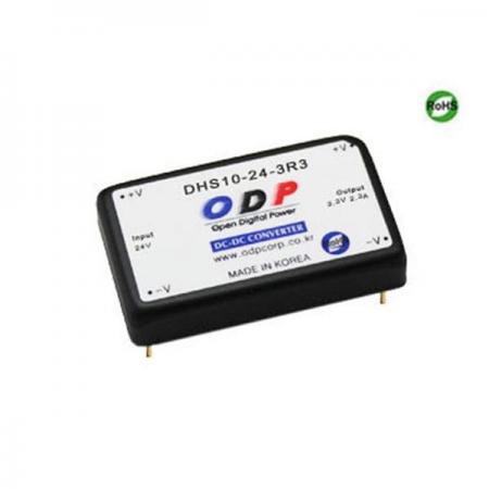 디바이스마트,전원/파워/배터리 > DC-DC 컨버터 모듈 > 강하형 모듈(실장) > 절연 스위칭 모듈,ODP,DHS10-24-3R3,출력 채널 수 : Single / 출력 전력 : 7.59Watts / 입력 전압 : DC18V - DC36V / 출력 전압/전류 : DC3.3V/2.3A / 효율 (EFFICIENCY) : 78%