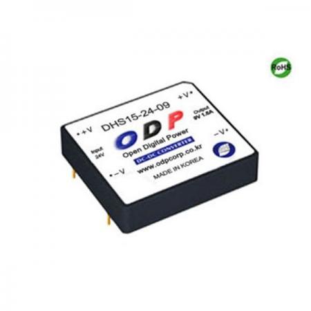 디바이스마트,전원/파워/배터리 > DC-DC 컨버터 모듈 > 강하형 모듈(실장) > 절연 스위칭 모듈,ODP,DHS15-24-09,출력 채널 수 : Single / 출력 전력 : 14.4Watts / 입력 전압 : DC18V - DC36V / 출력 전압/전류 : DC9V/1.6A / 효율 (EFFICIENCY) : 86%