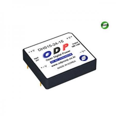 디바이스마트,전원/파워/배터리 > DC-DC 컨버터 모듈 > 강하형 모듈(실장) > 절연 스위칭 모듈,ODP,DHS15-24-15,출력 채널 수 : Single / 출력 전력 : 15.0Watts / 입력 전압 : DC18V - DC36V / 출력 전압/전류 : DC15V/1.0A / 효율 (EFFICIENCY) : 87%