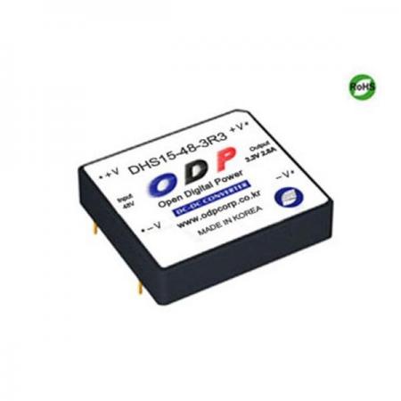 디바이스마트,전원/파워/배터리 > DC-DC 컨버터 모듈 > 강하형 모듈(실장) > 절연 스위칭 모듈,ODP,DHS15-48-3R3,출력 채널 수 : Single / 출력 전력 : 9.24Watts / 입력 전압 : DC36V - DC72V / 출력 전압/전류 : DC3.3V/2.8A / 효율 (EFFICIENCY) : 79%