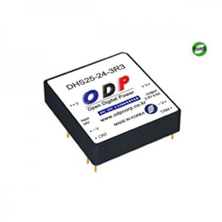 디바이스마트,전원/파워/배터리 > DC-DC 컨버터 모듈 > 강하형 모듈(실장) > 절연 스위칭 모듈,ODP,DHS25-24-3R3,출력 채널 수 : Single / 출력 전력 : 13.2Watts / 입력 전압 : DC18V - DC36V / 출력 전압/전류 : DC3.3V/4.0A / 효율 (EFFICIENCY) : 83%