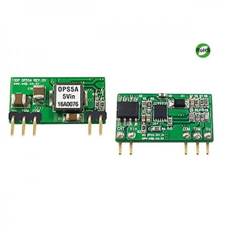 디바이스마트,전원/파워/배터리 > DC-DC 컨버터 모듈 > 강하형 모듈(실장) > 비절연 스위칭 모듈,ODP,OPS5A-5,출력 채널 수 : Single / 출력 전력 : 3.25 - 18.15 Watts / 입력 전압 : DC3V - DC5.5V / 출력 전압/전류 : DC0.65V - DC3.63V/5A / 효율 (EFFICIENCY) : 95% (@Vo = 3.3V)