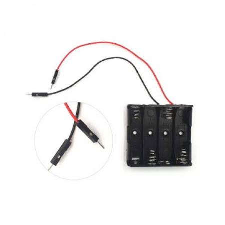 디바이스마트,전원/파워/배터리 > 배터리/배터리홀더 > 배터리홀더 > AA 배터리 홀더,유니즈,AAx4 배터리팩 건전지홀더 - 듀폰 점퍼핀AA배터리 케이스,가로 62.5mm / 세로 57.5mm / 높이 15.8mm / 전선길이 17.5cm / 2선 AA배터리 4개입