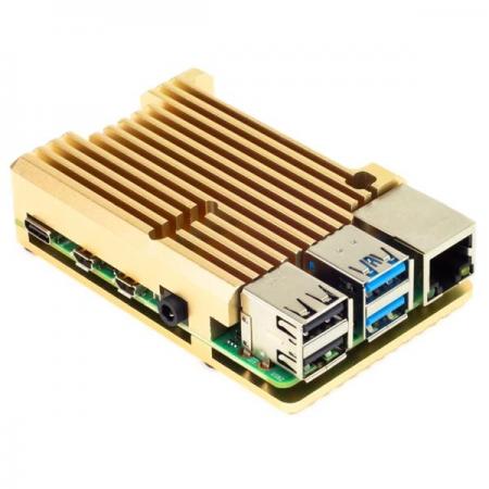 디바이스마트,오픈소스/코딩교육 > 라즈베리파이 > 라즈베리파이 케이스,Pimoroni,Aluminium Heatsink Case for Raspberry Pi 4 – Gold [COM3101],Raspberry Pi 4 호환 / 세련된 알루미늄 방열 케이스로 전체 CPU 로드에서 10-15 ° C의 수동 냉각을 제공 / 모든 포트, 핀 및 커넥터에 액세스 제공 / 색상 : 골드