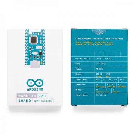 디바이스마트,오픈소스/코딩교육 > 아두이노 > 아두이노 정품 보드/쉴드/키트,아두이노,Arduino Nano 33 IoT with headers,ABX00032 / Arduino IoT Cloud 완벽 호환 IoT 프로젝트를 위한 최선의 아두이노 / Cortex-M0+ SAMD21 프로세서 기반 / ESP32 와이파이 및 블루투스와 6축 IMU 센서 내장 / 3.3V 제품 / 핀헤더 납땜버전