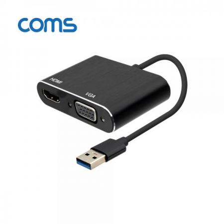 디바이스마트,컴퓨터/모바일/가전 > 네트워크/케이블/컨버터/IOT > 리피터/젠더/전원 케이블 > 컨버터,Coms,USB 3.0 to HDMI / VGA 컨버터 Black [BT688],USB 3.0 to HDMI / VGA 컨버터 Black
