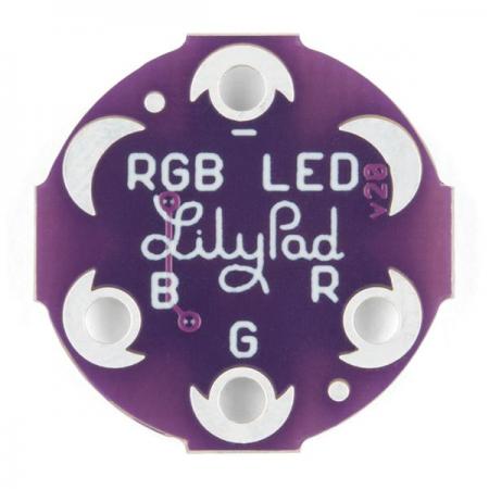 디바이스마트,MCU보드/전자키트 > 전원/신호/저장/응용 > 웨어러블 > 보드/모듈/키트,SparkFun,LilyPad RGB LED [DEV-13735],릴리패드 호환 / 레드, 그린, 블루 채널로 다양한 색상을 생성 / RGB LED의 각 색상은 보드의 R, G 및 B로 표시된 바느질 탭 중 하나에 연결