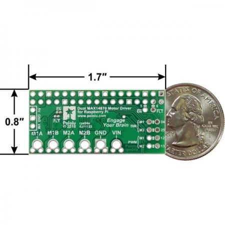 디바이스마트,오픈소스/코딩교육 > 라즈베리파이 > 라즈베리파이 확장보드/HAT,Pololu,Dual MAX14870 Motor Driver for Raspberry Pi (Partial Kit) #3758,40 핀 GPIO 헤더가있는 최신 버전의 Raspberry Pi 용 / Maxim의 MAX14870 H- 브리지 모터 드라이버 IC 2 개 탑재 / 모터 공급 전압 : 4.5V ~ 36V  / 모터 당 1.7A 연속 (2.5A 피크) / 조립 및 납땜이 필요한 반제품(키트)