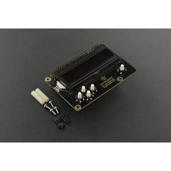 IIC 16x2 RGB LCD KeyPad HAT V1.0 (Black) [DFR0603]