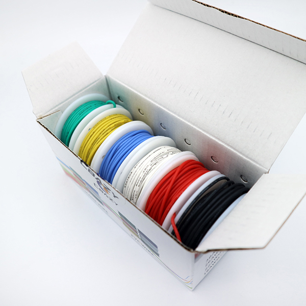 디바이스마트,케이블/전선 > KS/UL/절연전선 > 전선키트,CBAZY,26AWG 6색 실리콘 와이어 키트 (60M),6색 실리콘 와이어 키트 / 규격 : 26AWG / 색상 : 흑,적,백,청,황,녹 6색 / 길이 : 색상별 각 10M / 전선종류 : 연선 (standard 타입)