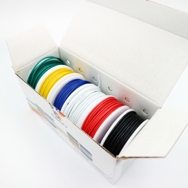 디바이스마트,케이블/전선 > KS/UL/절연전선 > 전선키트,CBAZY,UL1007 24AWG 6색 절연전선 키트 (60M),UL1007 6색 케이블 키트 / 규격 : UL1007 24AWG / 색상 : 흑,적,백,청,황,녹 6색 / 길이 : 색상별 각 10M / 전선종류 : 연선 (standard 타입)