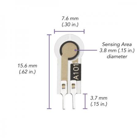 디바이스마트,센서 > 압력/힘(Force)센서 > 압력센서/트랜스듀서,TEKSCAN,초소형 압력센서 A101 (FlexiForce),Tekscan 사의 가장 작은 센서 / 센서 길이 15.7mm / 센싱 사이즈 3.8mm / 제품에 내장하기에 이상적 / 10 lbs까지 측정가능