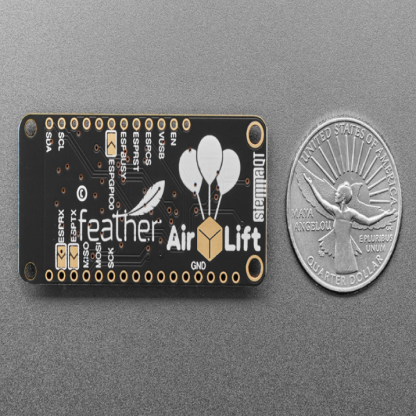 디바이스마트,MCU보드/전자키트 > 통신/네트워크 > 와이파이,Adafruit,Adafruit AirLift FeatherWing – ESP32 WiFi Co-Processor [ada-4264],ESP32 칩을 탑재한 에어리프트 피더윙 보드 / WiFi 사용 중 최대 250mA제공 전원 공급 장치필요 / 3V 또는 5V Arduino 보드 호환가능 / 8MHz SPI