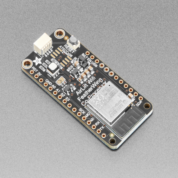 디바이스마트,MCU보드/전자키트 > 통신/네트워크 > 와이파이,Adafruit,Adafruit AirLift FeatherWing – ESP32 WiFi Co-Processor [ada-4264],ESP32 칩을 탑재한 에어리프트 피더윙 보드 / WiFi 사용 중 최대 250mA제공 전원 공급 장치필요 / 3V 또는 5V Arduino 보드 호환가능 / 8MHz SPI