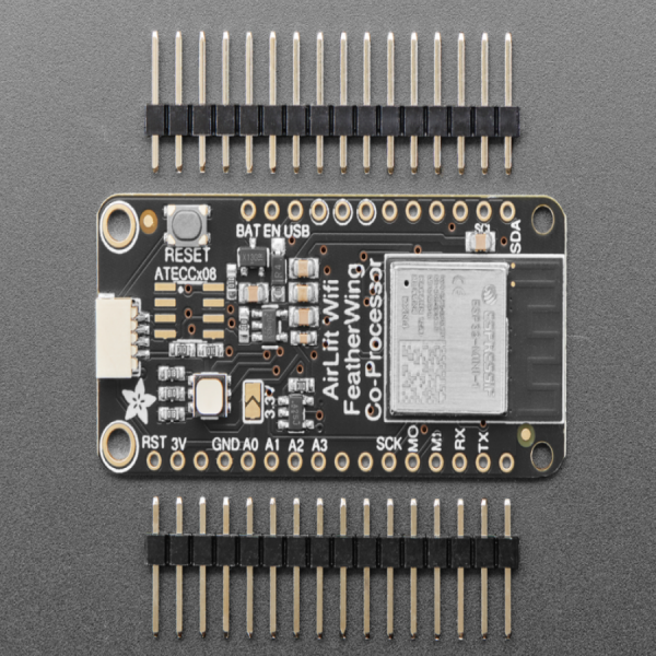 디바이스마트,MCU보드/전자키트 > 통신/네트워크 > 와이파이,Adafruit,Adafruit AirLift FeatherWing – ESP32 WiFi Co-Processor [ada-4264],ESP32 칩을 탑재한 에어리프트 피더윙 보드 / WiFi 사용 중 최대 250mA제공 전원 공급 장치필요 / 3V 또는 5V Arduino 보드 호환가능 / 8MHz SPI