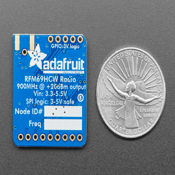 디바이스마트,MCU보드/전자키트 > 통신/네트워크 > RF/LoRa,Adafruit,Adafruit RFM69HCW Transceiver Radio Breakout - 868 or 915 MHz - RadioFruit [ada-3070],+20dBm FSK 패킷 라디오 모듈로 와이어 안테나로 약 500미터 가량, 지향성 안테나로 약 5km가량 통신이 가능 / 868MHz 또는 915MHz 전송 / 수신에 사용 / 900MHz 무선 버전 / 3V 혹은 5V 장치와 사용 가능