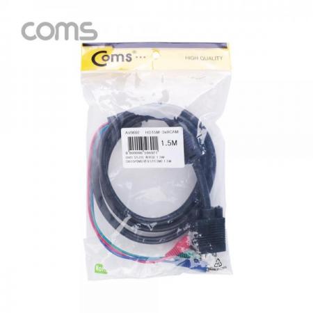 디바이스마트,케이블/전선 > 영상/음향 케이블 > 컴퍼넌트 케이블,Coms,DVD 컴포넌트 케이블(3선) / VGA(M)/컴포넌트(M) / 1.5M [AV9692],Coms DVD 컴포넌트 케이블(3선) / VGA(M)/컴포넌트(M) / 1.5M