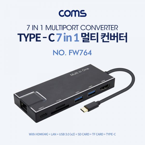 USB 3.1 Type-C 멀티 컨버터 / 7 in 1 / 도킹 (HDMI, USB 3.0, 카드리더, PD) [FW764]