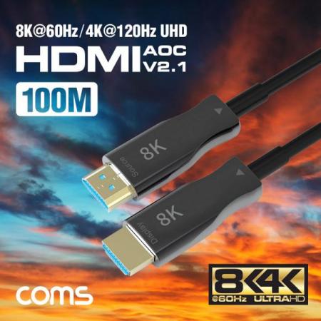 디바이스마트,케이블/전선 > 영상/음향 케이블 > HDMI 케이블,Coms,HDMI 2.1 AOC 리피터 광케이블 100M / 8K@60Hz, 최대4K@120Hz [CB778],Coms HDMI 2.1 AOC 리피터 광케이블 100M / 8K@60Hz/ 최대4K@120Hz