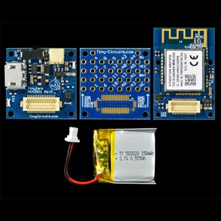 디바이스마트,오픈소스/코딩교육 > 파이썬/IoT 개발 보드 > TINYDUINO,TinyCircuits,TINYZERO IOT KIT [ASK1016],TinyZero(가속도센서 내장버전) 프로세서와 ATWINC1500 WiFi TinyShield 제품을 활용한 IoT 프로젝트용 키트