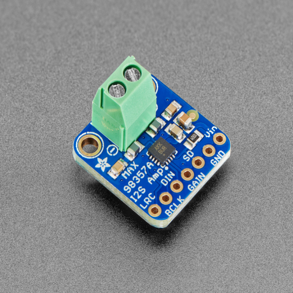 디바이스마트,MCU보드/전자키트 > 음악/앰프/녹음 > 앰프/증폭,Adafruit,Adafruit I2S 3W Class D Amplifier Breakout - MAX98357A [ada-3006],라즈베리파이 호환 / 표준 I2S 디지털 오디오 입력 사용 / 출력 전력 : 4Ω에서 3.2W, 10 % THD, 8Ω에서 1.8W, 10 % THD, 5V 공급 / PSRR : 77KHz @ 1KHz / D 컨트롤러러: 2.7V-5.5VDC에서 동작 / 스피커와 바로 연결되어 사용