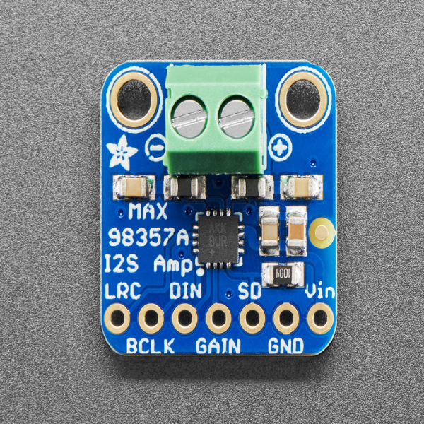 디바이스마트,MCU보드/전자키트 > 음악/앰프/녹음 > 앰프/증폭,Adafruit,Adafruit I2S 3W Class D Amplifier Breakout - MAX98357A [ada-3006],라즈베리파이 호환 / 표준 I2S 디지털 오디오 입력 사용 / 출력 전력 : 4Ω에서 3.2W, 10 % THD, 8Ω에서 1.8W, 10 % THD, 5V 공급 / PSRR : 77KHz @ 1KHz / D 컨트롤러러: 2.7V-5.5VDC에서 동작 / 스피커와 바로 연결되어 사용