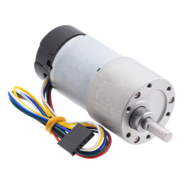 100:1 Metal Gearmotor 37Dx73L mm 12V with 64 CPR Encoder (Helical Pinion) #4755