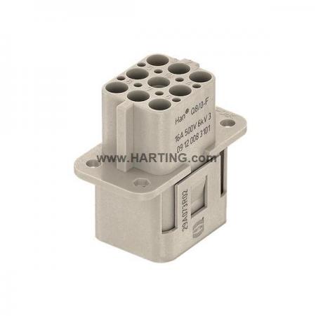 디바이스마트,커넥터/PCB > 산업/의료/방수 커넥터 > Han® 산업용 커넥터 > 인서트,하팅(HARTING),09120083101,제품시리즈: Han® Q / 터미네이션방법: 크림프 / 젠더: Femle / 핀수: 8 / 정격 전류: 16A / 정격 전압: 500V