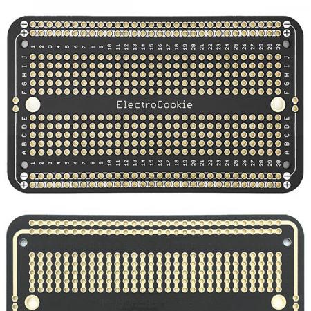 디바이스마트,커넥터/PCB > PCB기판/관련상품 > 만능기판 (양면) > 원형홀 만능기판,일렉트로쿠키,PCB기판 브레드보드형 만능기판 Half Size(아두이노 및 개발용)- 89x52mm 블랙,브레드보드로 검증한 회로를 영구버전으로 제작 할 수 있는 만능기판 / 양면 금도금