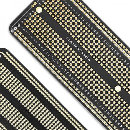디바이스마트,커넥터/PCB > PCB기판/관련상품 > 만능기판 (양면) > 원형홀 만능기판,일렉트로쿠키,PCB보드 브레드보드형 만능기판 Full Size(아두이노 및 개발용)- 173x52mm 블랙,브레드보드로 검증한 회로를 영구버전으로 제작 할 수 있는 만능기판 / 양면 금도금
