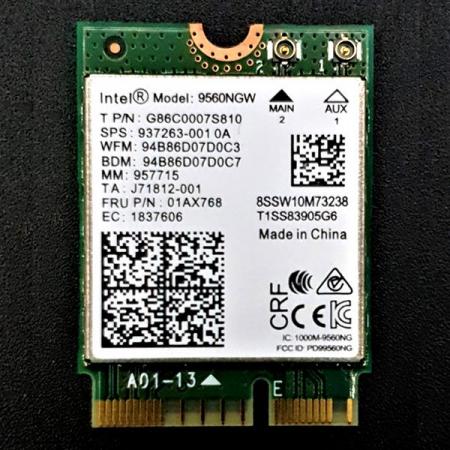 디바이스마트,MCU보드/전자키트 > 통신/네트워크 > 와이파이,SZH,무선 랜 카드 intel 9560AC 1.73Gbps [SZH-IWA003],인텔의 무선 랜카드 입니다.  M.2 2230, M.2 1216에 사용 가능합니다. 2.4GHz, 5GHz, 1.73Gbps , 802.11ac 규격입니다.