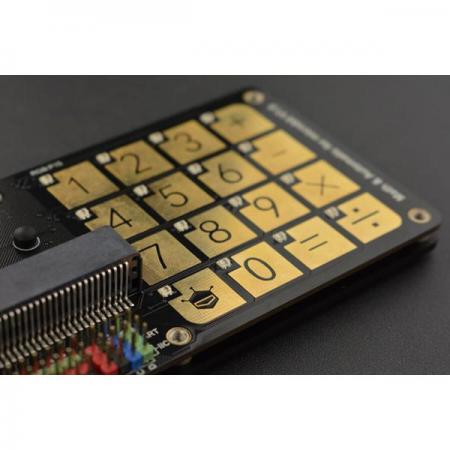 디바이스마트,오픈소스/코딩교육 > Micro:Bit > 마이크로비트 확장/변환보드,DFROBOT,마이크로비트 수학게임 및 자동제어 터치 키보드 (V1.0) [MBT0016],16개의 프로그래밍 가능한 터치 키보드 / RGB LED / 3.5 ~ 5.5V DC / 136mm × 65mm / 5.35 × 2.56inch