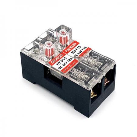 디바이스마트,커넥터/PCB > 핀헤더/IC 소켓 > 퓨즈홀더/퓨즈클립,한영넉스,퓨즈홀더 HY-F15-2A,퓨즈 단선시 LED 점등 표시 / DIN레일 및 볼트고정 설치구조 / 15A, 250V AC / Ø 6 X 30 mm 유리관 퓨즈