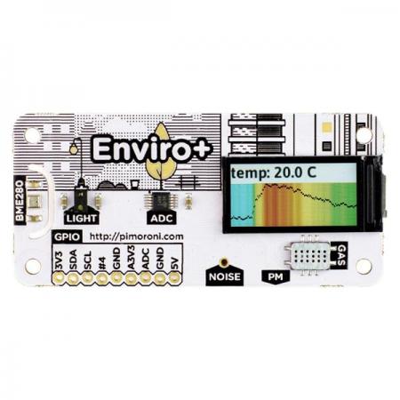 디바이스마트,MCU보드/전자키트 > 센서모듈 > 온도/습도 > 온습도겸용,Pimoroni,Enviro for Raspberry Pi – Enviro + Air Quality [PIM458],라즈베리파이용 환경센서 모듈 / 실외 환경모니터링에 적합 / 대기 품질 (오염 가스 및 미립자), 온도, 압력, 습도, 빛 및 소음 수준 측정 / 0.96인치 컬러 LCD를 탑재 / 모든 40 핀 헤더 Raspberry Pi 모델과 호환