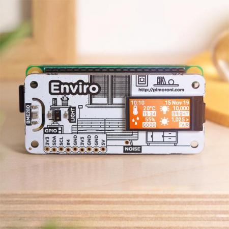 디바이스마트,MCU보드/전자키트 > 센서모듈 > 온도/습도 > 온습도겸용,Pimoroni,Enviro for Raspberry Pi – Enviro [PIM486],라즈베리파이용 환경센서 모듈 / 실내 모니터링에 적합 / 온도, 압력, 습도, 조명 및 소음 수준을 측정 / 0.96인치 컬러 LCD를 탑재 / 모든 40 핀 헤더 Raspberry Pi 모델과 호환