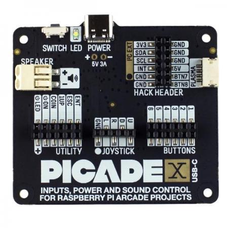 디바이스마트,오픈소스/코딩교육 > 라즈베리파이 > 라즈베리파이 확장보드/HAT,Pimoroni,Picade X HAT USB-C [PIM462],게임 컨트롤러 / 조이스틱과 버튼 입력, 3W I2S DAC/앰프, 소프트 파워스위치, USB-C 전원을 지원하는 Picade X HAT 보드 / 라즈베리파이 호환